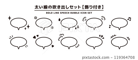 Set of speech bubbles with thick lines _ emotions _ vertical Set of speech bubbles with thick lines _ emotions _ vertical 119364708