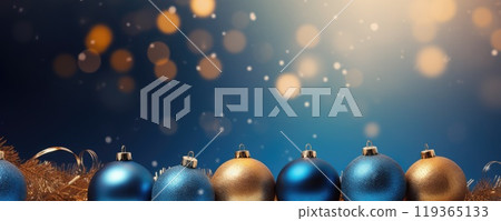 golden and blue christmas ball decoration copy scape 119365133