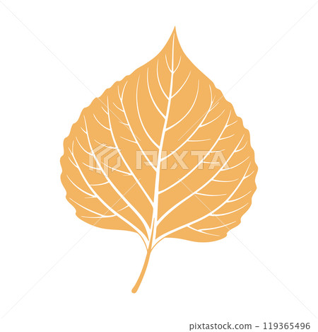 Aspen leaf silhouette on white background. Autumn design element. Flat style illustration Aspen leaf silhouette on white background. Autumn design element. Flat style illustration 119365496