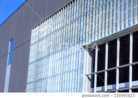 Steel beam profiles frame is used in construction of large commercial buildings Steel beam profiles frame is used in construction of large commercial buildings 119365823