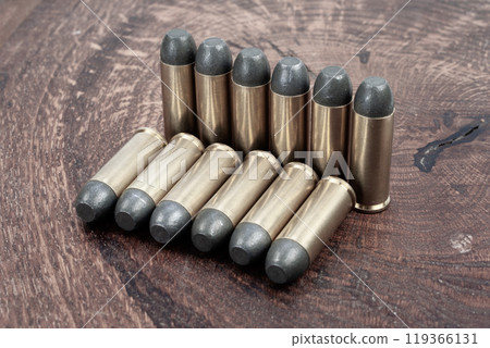 Old West era Long Colt .45 caliber revolver cartridges 119366131