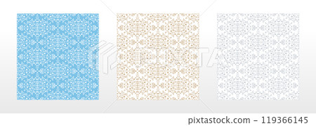 Wallpapers in the style of Baroque. Seamless vector backgrounds. Set of colored floral ornaments. Graphic patterns for fabric, wallpaper, packaging. Ornate Damask flower ornaments 119366145