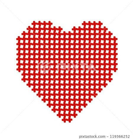 Cross-stitched heart illustration 119366252