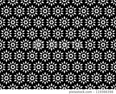 Abstract geometric pattern with lines, snowflakes. A seamless vector background. White and black texture. Graphic modern pattern. Abstract geometric pattern with lines, snowflakes. A seamless vector background. White and black texture. Graphic modern pattern. 119366398