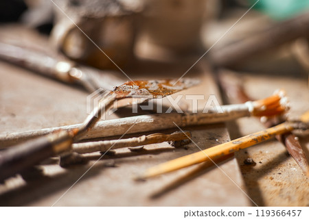 Close up Tools for forming clay on background Close up Tools for forming clay on background 119366457