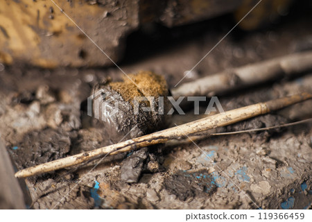 Close up Tools for forming clay on background 119366459