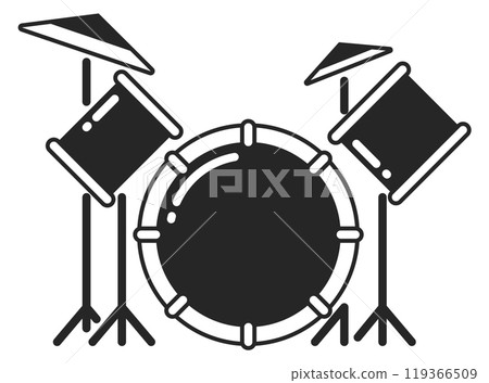 Drum set black icon. Rock concert symbol 119366509