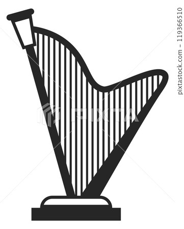 Harp black icon. Classic music symbol. Vintage culture emblem 119366510