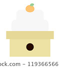 Illustration of a kagami mochi with mandarin oranges on it 119366566