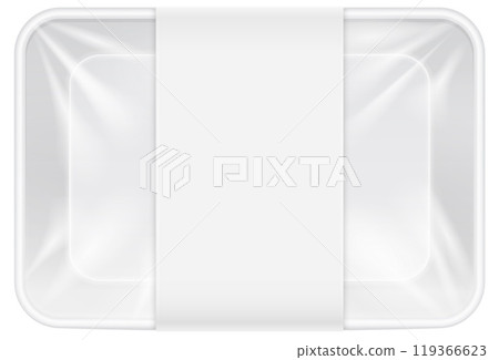 Wrapped food tray mockup. Empty realistic pack 119366623
