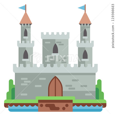Ancient castle flat icon. Fantasy kingdom architecture 119366683