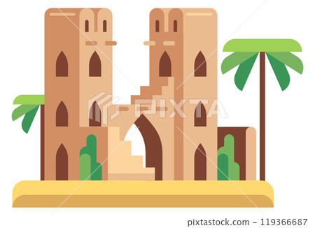Desert eastern building flat icon. Islamic architecture 119366687