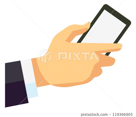 Businessman hand hold phone with white blank screen Businessman hand hold phone with white blank screen 119366805