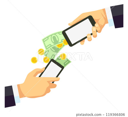 Money transfer with smartphone app. Mobile payment concept Money transfer with smartphone app. Mobile payment concept 119366806