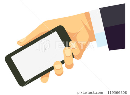 Smartphone in businessman hand color icon. Mobile technology 119366808