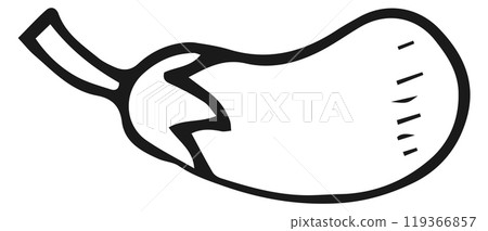 Eggplant doodle. Hand drawn vegetable. Food drawing 119366857