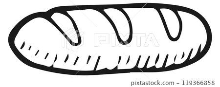 Bread doodle. Fresh bakery icon. Food symbol Bread doodle. Fresh bakery icon. Food symbol 119366858