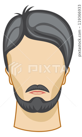 Hairstyle male fashion head with mustache and beard 119366933