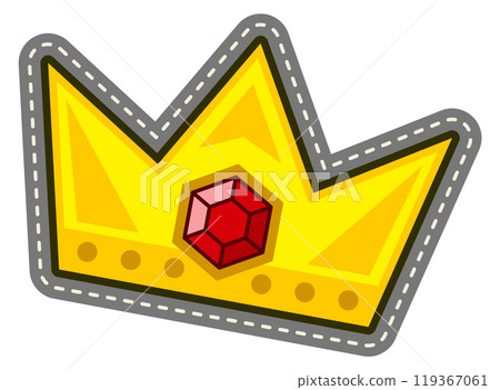 Golden crown patch. Royal jewelry textile label 119367061