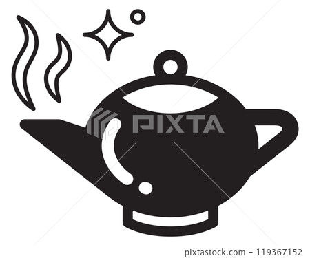 Teapot black icon. Hot tea kettle symbol Teapot black icon. Hot tea kettle symbol 119367152