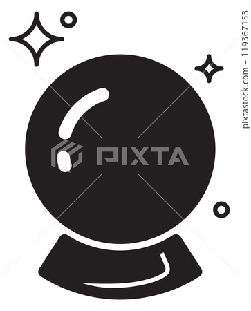 Magic orb black icon. Crystal ball symbol Magic orb black icon. Crystal ball symbol 119367153