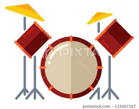 Drum set color icon. Music band instrument Drum set color icon. Music band instrument 119367167