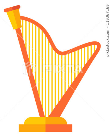 Harp color icon. Classic antique string instrument Harp color icon. Classic antique string instrument 119367169