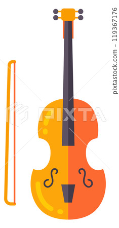 Violin color icon. Classic orchestra music instrument Violin color icon. Classic orchestra music instrument 119367176