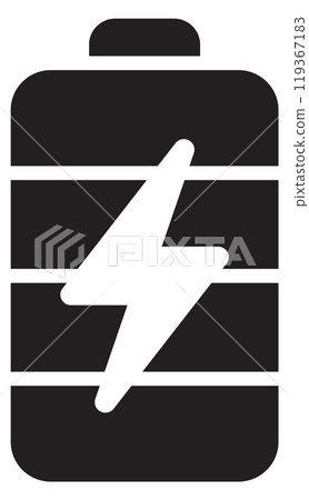Battery charge black icon. Mobile interface symbol Battery charge black icon. Mobile interface symbol 119367183