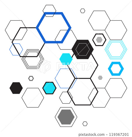 Geometric shape chaotic background. Hexagonal cell structure Geometric shape chaotic background. Hexagonal cell structure 119367201