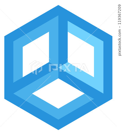 Infinite cube logo. Optical illusion color symbol Infinite cube logo. Optical illusion color symbol 119367209