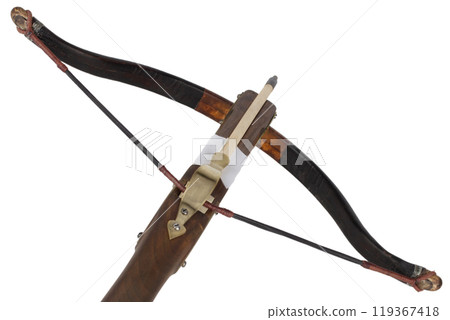 Vintage small crossbow isolated on white Vintage small crossbow isolated on white 119367418
