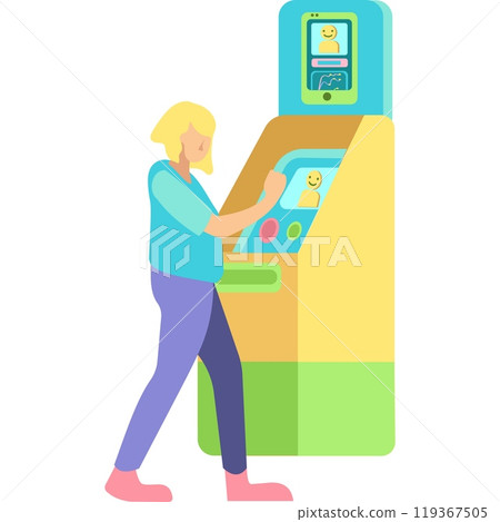 Vector man withdraw money in atm icon 119367505