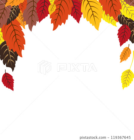Vector isolated square frame of yellow dry autumn leaves. Border for text. Flat clipart for design Vector isolated square frame of yellow dry autumn leaves. Border for text. Flat clipart for design 119367645