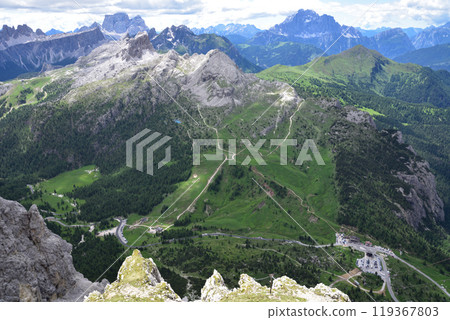 View from above on the Dolomites 119367803