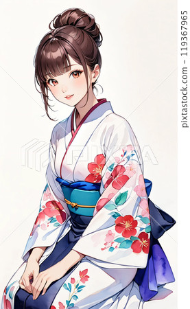 Young Japanese Woman Wearing a Kimono 119367965