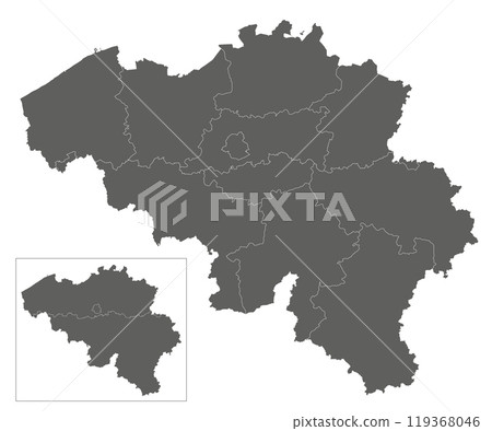Vector blank map of Belgium with regions, provinces and administrative divisions. Editable and clearly labeled layers. 119368046