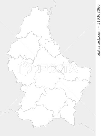 Vector regional blank map of Luxembourg with cantons and administrative divisions, and neighbouring countries and territories. Editable and clearly labeled layers. 119368066