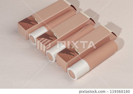 colored lipstick in light tubes. Cosmetic accessories. 119368180