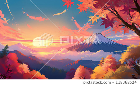 黎明時分的富士山（秋季） 119368524