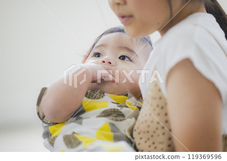 Baby sleeping in bouncer Baby sleeping in bouncer 119369596