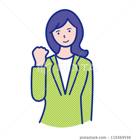 Illustration of a woman's upper body doing a fist pump Illustration of a woman's upper body doing a fist pump 119369598