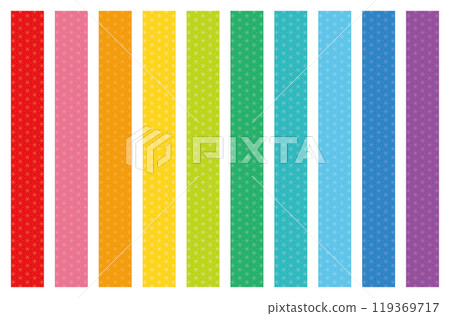 Asanoha belt vertical colorful vector set illustration material 119369717