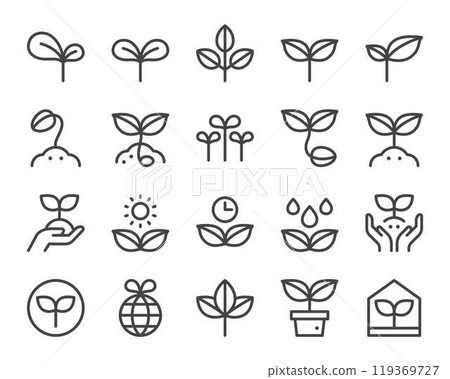 plant line icon set plant line icon set 119369727