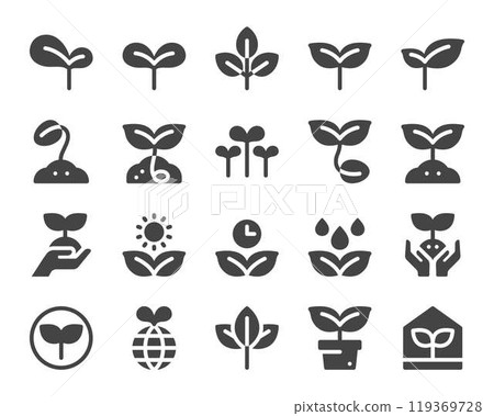 plant solid icon set plant solid icon set 119369728