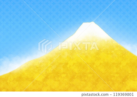 金色閃閃發光的雪蓋和藍天的富士山（景泰藍圖案） 119369801