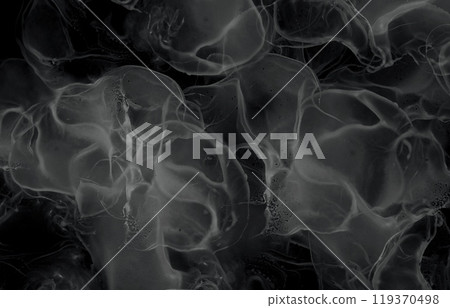 黑色和灰色抽象酒精墨水藝術背景設計,可用作神秘或恐怖背景。 黑色和灰色抽象酒精墨水藝術背景設計,可用作神秘或恐怖背景。 119370498