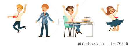 Cute Boy and Girl Character in School Uniform Vector Set Cute Boy and Girl Character in School Uniform Vector Set 119370706