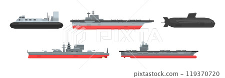Military Boats and Different Type of Naval Combat Ship Vector Set Military Boats and Different Type of Naval Combat Ship Vector Set 119370720