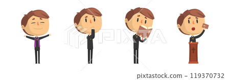 Funny Catholic Man Priest with Cross and Bible Vector Set Funny Catholic Man Priest with Cross and Bible Vector Set 119370732